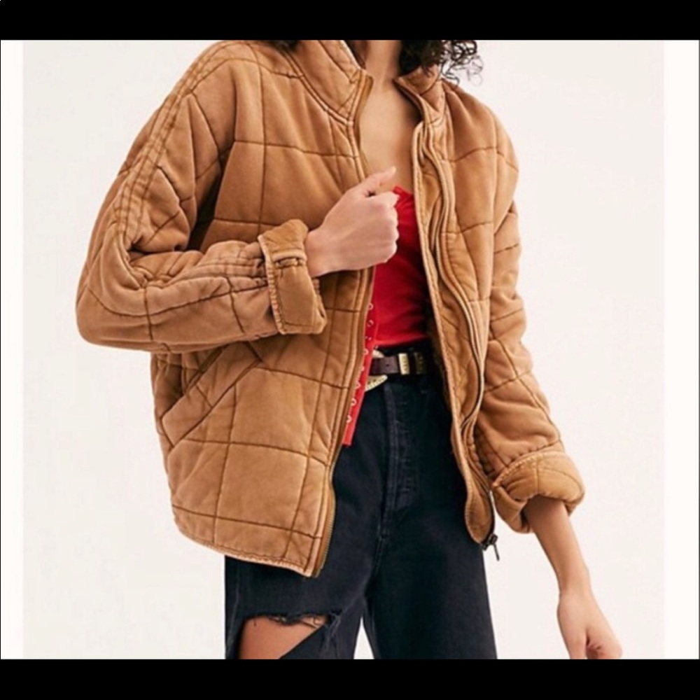 Free People Quilted Dolman Toasted Coconut